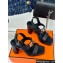 Hermes Heel 9.5cm Platform 2cm Ilona 90 sandals with oversized Kelly buckle in Grained calfskin Black 2024