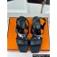Hermes Heel 9.5cm Platform 2cm Ilona 90 sandals with oversized Kelly buckle in Grained calfskin Black 2024