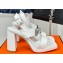 Hermes Heel 9.5cm Platform 2cm Ilona 90 sandals with oversized Kelly buckle in Grained calfskin White 2024