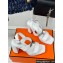 Hermes Heel 9.5cm Platform 2cm Ilona 90 sandals with oversized Kelly buckle in Grained calfskin White 2024