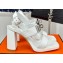 Hermes Heel 9.5cm Platform 2cm Ilona 90 sandals with oversized Kelly buckle in calfskin White 2024