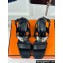 Hermes Heel 9.5cm Platform 2cm Ilona 90 sandals with oversized Kelly buckle in calfskin Black 2024