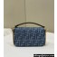 Fendi Baguette Mini Bag Light blue FF denim fabric 2024