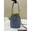 Fendi Mon Tresor mini Bag Light blue FF denim fabric 2024