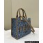Fendi Sunshine Small shopper Bag Light blue FF denim fabric 2024