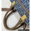Fendi Sunshine Small shopper Bag Light blue FF denim fabric 2024