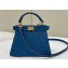 Fendi Peekaboo ISeeU Petite Bag in ostrich leather Blue 2024