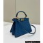 Fendi Peekaboo ISeeU Petite Bag in ostrich leather Blue 2024