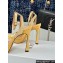 Dior Heel 12cm Platform 3cm Or Dway Heeled Sandals in Yellow Cotton Embroidered with Thread and Silver-Tone Strass 2024