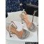 Dior Heel 12cm Platform 3cm Or Dway Heeled Sandals in Gray Cotton Embroidered with Thread and Silver-Tone Strass 2024