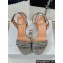 Dior Heel 12cm Platform 3cm Or Dway Heeled Sandals in Gray Cotton Embroidered with Thread and Silver-Tone Strass 2024