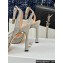 Dior Heel 12cm Platform 3cm Or Dway Heeled Sandals in Gray Cotton Embroidered with Thread and Silver-Tone Strass 2024