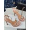Dior Heel 12cm Platform 3cm Sunset Heeled Sandals in Light Pink Satin and Silver-Tone Strass 2024
