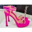 Dior Heel 12cm Platform 3cm Sunset Heeled Sandals in Fuchsia Satin and Silver-Tone Strass 2024