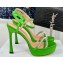 Dior Heel 12cm Platform 3cm Sunset Heeled Sandals in Green Satin and Silver-Tone Strass 2024
