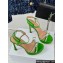 Dior Heel 12cm Platform 3cm Sunset Heeled Sandals in Green Satin and Silver-Tone Strass 2024
