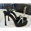 Dior Heel 12cm Platform 3cm Sunset Heeled Sandals in Black Satin and Silver-Tone Strass 2024