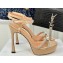 Dior Heel 12cm Platform 3cm Sunset Heeled Sandals in Beige Satin and Silver-Tone Strass 2024