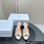 Dior Heel 8cm Tribales Heeled Slides in Beige Satin with resin pearls 2024