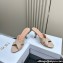 Dior Heel 8cm Tribales Heeled Slides in Beige Satin with resin pearls 2024