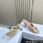 Dior Heel 8cm Tribales Heeled Slides in Beige Satin with resin pearls 2024