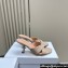 Dior Heel 8cm Tribales Heeled Slides in Beige Satin with resin pearls 2024