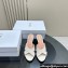 Dior Heel 8cm Tribales Heeled Slides in White Satin with resin pearls 2024