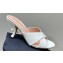 Dior Heel 8cm Tribales Heeled Slides in White Satin with resin pearls 2024
