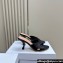 Dior Heel 8cm Tribales Heeled Slides in Black Satin with resin pearls 2024