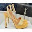 Dior Heel 12cm Platform 3cm Or Dway Heeled Sandals in Yellow Cotton Embroidered with Thread and Silver-Tone Strass 2024