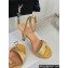 Dior Heel 12cm Platform 3cm Or Dway Heeled Sandals in Yellow Cotton Embroidered with Thread and Silver-Tone Strass 2024