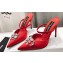 Dolce & Gabbana Heel 10cm Satin mules Red with gemstone embroidery 2024