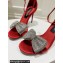 Dolce & Gabbana Heel 10cm Satin Sandals Red with rhinestones Bow and DG logo 2024