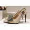 Dolce & Gabbana Heel 10cm Slingbacks Satin Beige with rhinestones Bow and DG logo 2024