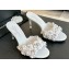 Chanel Pearl Heel 8cm Camellia Mules White 2024
