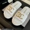 Chanel Braided Raffia CC Logo Mules White 2024