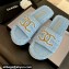 Chanel Braided Raffia CC Logo Mules Blue 2024