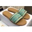 Dior Dioriviera Dway Slides in Natural Raffia and Aquamarina Green Embroidered Cotton 2024