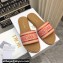 Dior Dioriviera Dway Slides in Natural Raffia and Pink Embroidered Cotton 2024