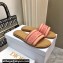 Dior Dioriviera Dway Slides in Natural Raffia and Pink Embroidered Cotton 2024