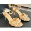 Chanel Pearl Heel 8cm Camellia Sandals Beige 2024