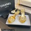 Chanel Pearl Heel 8cm Camellia Sandals Gold 2024