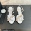Chanel Pearl Heel 8cm Camellia Sandals White 2024