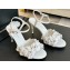 Chanel Pearl Heel 8cm Camellia Sandals White 2024
