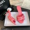 Chanel Pearl Heel 8cm Camellia Mules Pink 2024
