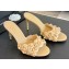 Chanel Pearl Heel 8cm Camellia Mules Beige 2024