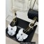 Chanel Heel 1.5cm Imitation Pearls Sandals G45813 Satin Black/White 2024