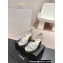 Chanel Gold Heel Calfskin Sandals Dotted White 2024