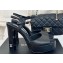 Chanel Heel 12cm Platform 4cm Sandals Calfskin Black 2024