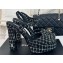Chanel Heel 12cm Platform 4cm Sandals Tweed Black 2024